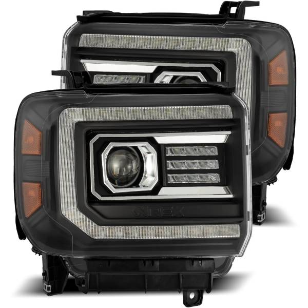 AlphaRex LUXXシリーズ LED プロジェクター ヘッドライト Plank Style ブラック 14年-18年 GMC Sierra ARX880615 WO店