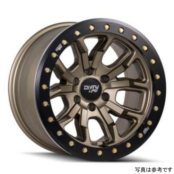 Dirty Life 9303 DT-1 17x9 / 5x127 BP / -12mm オフセット / 78.1mm Hub Satin Gold ホイール - Sim. Beadlock DLW9303-7973MGD12 WO店