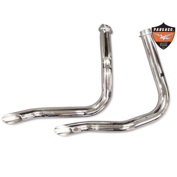 724A ガッツクローム PAUGHCO アーリーショベル用 34" グースカットドラッグパイプマフラー 724A-GC WO店