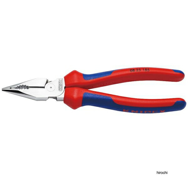 クニペックス KNIPEX ニードルノーズペンチ 185mm コンフォートハンドル クロムメッキ パック入 0825-185SB WO店