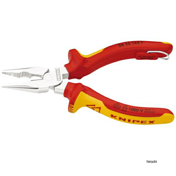クニペックス KNIPEX 1000V 絶縁ニードルノーズペンチ 145mm 落下防止付 0826-145T WO店_1