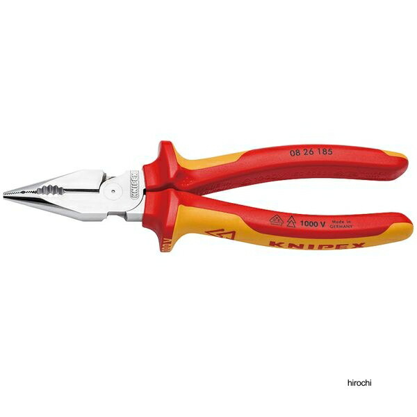 K.Kページ クニペックス KNIPEX 1000V 絶縁ニードルノーズペンチ 185mm 0826-185