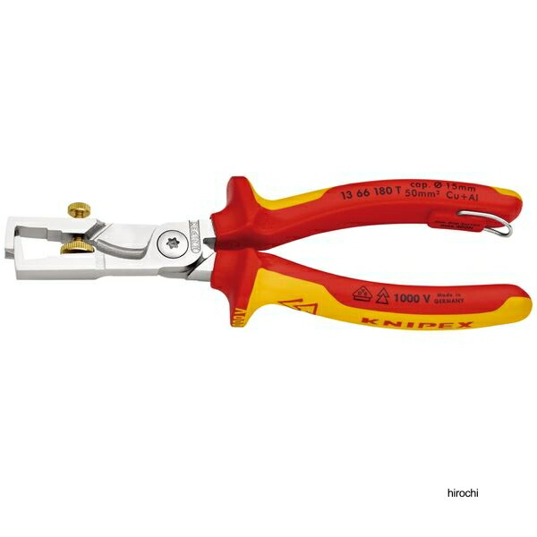 クニペックス KNIPEX 1000V 絶縁カッティングストリッパー 180mm 落下防止付 1366-180T WO店