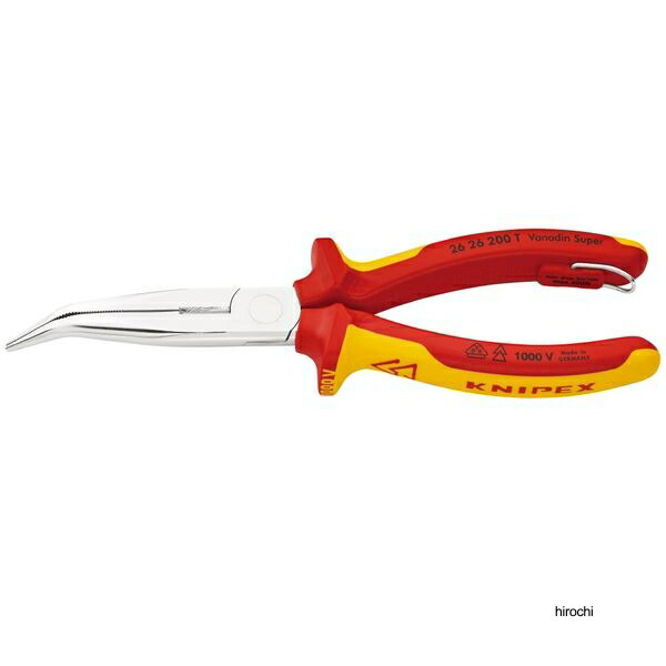 クニペックス KNIPEX 1000V 絶縁40゜先端先曲ラジオペンチ 200mm 落下防止付 2626-200T WO店