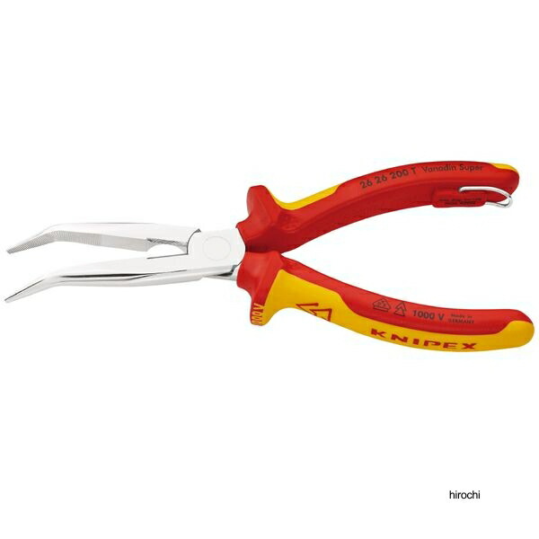 クニペックス KNIPEX 1000V 絶縁40゜先端先曲ラジオペンチ 200mm 落下防止付 2626-200T WO店_1