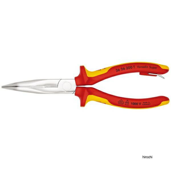クニペックス KNIPEX 1000V 絶縁40゜先端先曲ラジオペンチ 200mm 落下防止付 2626-200T WO店_2