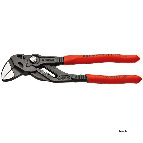 クニペックス KNIPEX プライヤーレンチ 180mm プラスティックコーティングハンドル 亜鉛合金メッキ 8601-180 WO店