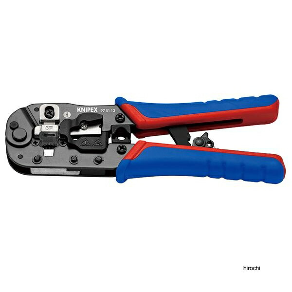 クニペックス KNIPEX ウエスタンプラグ圧着ペンチ 8ピン 190mm マルチコンポーネントハンドル 9751-13 WO店