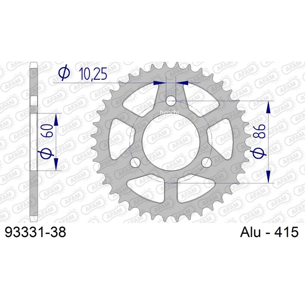 アファム AFAM リアスプロケット 38T/415 93331-38 WO店