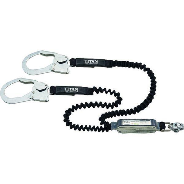 HLEBW  EXJ伸縮ストラップ式 タイプ1ランヤード ブラック/ブラック ダブル (墜落制止用器具) HLEBW-TN WO店