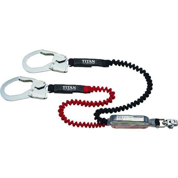 HLERW  EXJ伸縮ストラップ式 タイプ1ランヤード ブラック/レッド ダブル (墜落制止用器具) HLERW-TN WO店