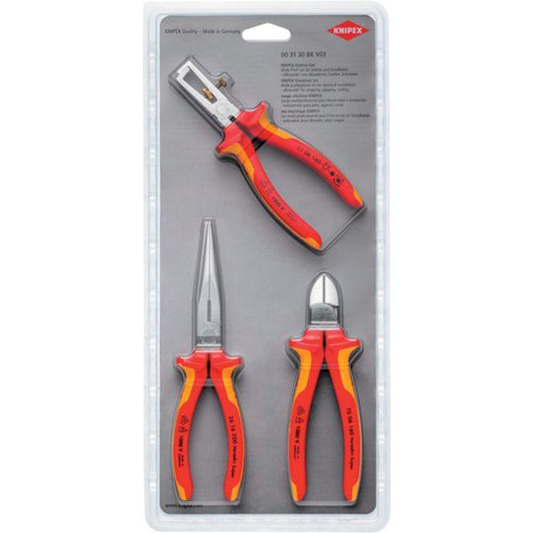 KNIPEX社 KNIPEX 絶縁工具3点セット(ワイヤーストリッパー・ニッパー・ペンチ) 003130BKV03-TN WO店