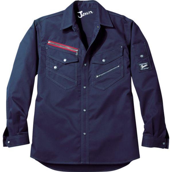 52104011L  (株)自重堂 Jawin ナガソデシャツ Lサイズ ネービー 52104-011-L WO店 5,187円