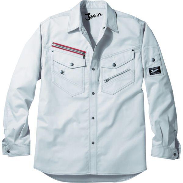 521040365L  (株)自重堂 Jawin ナガソデシャツ 5Lサイズ シルバー 521040365L-TN WO店