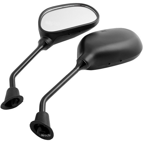 NBS バイクパーツセンター ミラー 7号 楕円 ヤマハ 逆ネジ8mm 黒 WO店