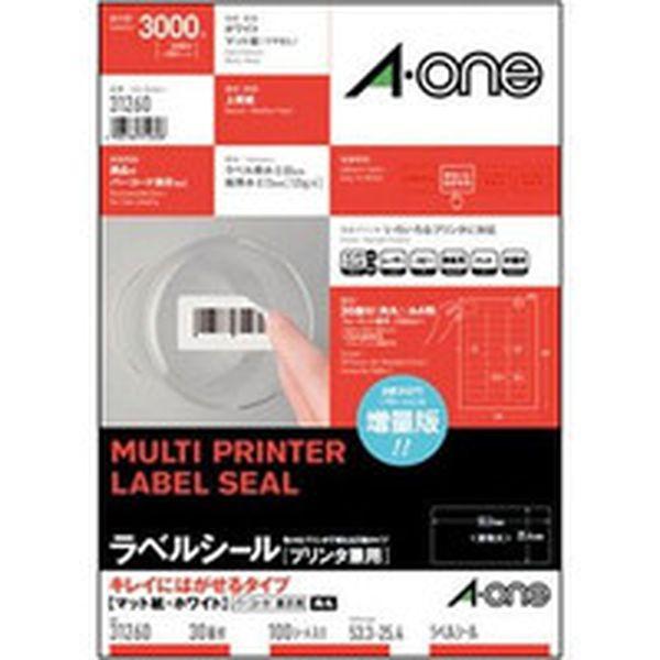 31260 Ａ−ｏｎｅ　ラベルシール（プリンタ兼用）キレイにはがせる　３０面１００シート入 ＷＯ店