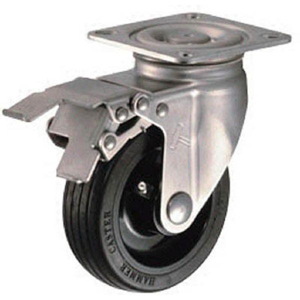 315SRU125 Sシリーズオールステンレス 旋回式ゴム車輪(ナイロンホイール)125mm ストッパー付 315SRU125BAR01-TN WO店