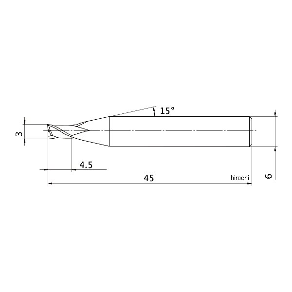 C2SSD0300 三菱　２枚刃超硬エンドミル（エキストラショート刃長）　ノンコート　３ｍｍ ＷＯ店