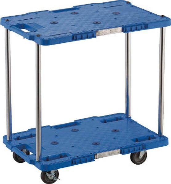 MPB602JSB  樹脂製台車 ルートバン 2段式 400X600 4輪自在ストッパー付 青 MPB602JSB-TN WO店