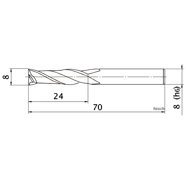 2枚刃エムスター汎用 超硬スクエアエンドミルセミロング刃長(J)8mm MS2JSD0800-TN WO店 6,774円