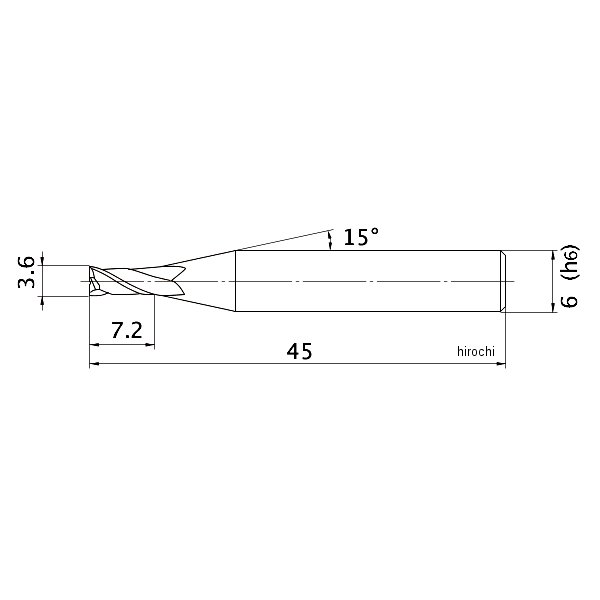 2枚刃エムスター汎用 超硬スクエアエンドミルミディアム刃長(M)3.6mm MS2MSD0360-TN WO店 7,168円