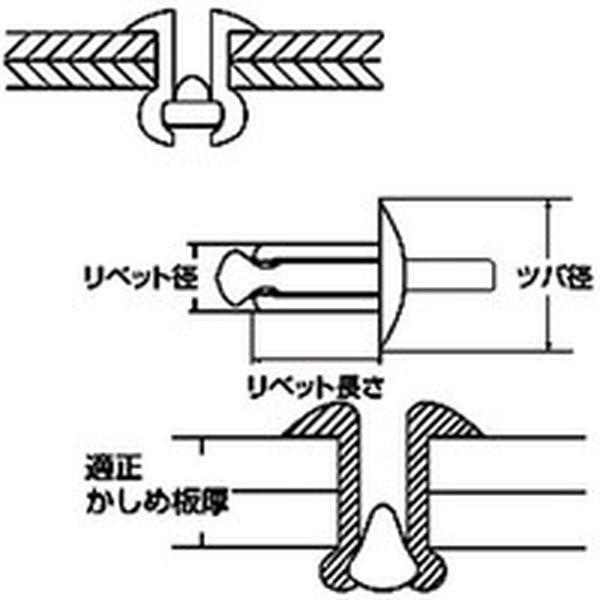 NA41 (株)ロブテックス エビ ブラインドリベット(アルミ/アルミ製) 4-1(1000本入) 箱入 NA41-TN WO店