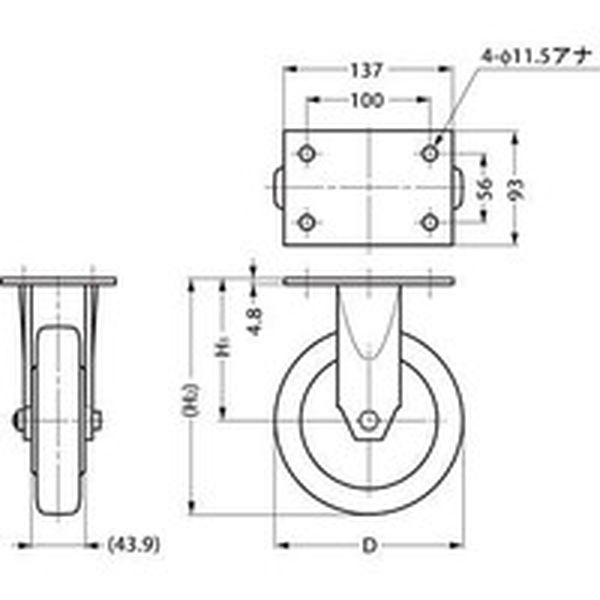 SUGT-76R-PSE スガツネ工業　重量用キャスターＳＵＧＴ−７６Ｒ−ＰＳＥ固定車２００−０１２４４３ ＷＯ店の通販は