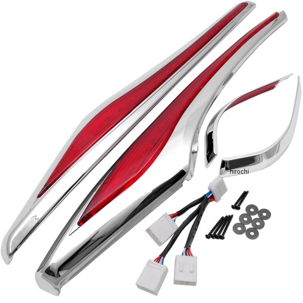 クリアキン Kuryakyn 黒 サドルバッグ アクセント スウープ LED ライト 赤レンズ 12年以降 GL1800、F6B 418816-TR WO店の通販は