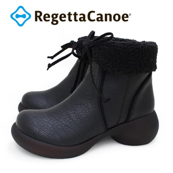 ウィンターセール対象＆1000円OFFクーポン！2/1(日)まで！リゲッタカヌー RegettaCanoe CJES-001c エッグヒール ショートブーツ ボア リボン