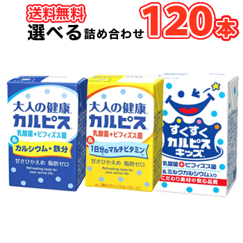 エルビー大人の健康・カルピス3種類から選べる　125ml×24本/5ケースビフィズス菌＆カルシウム/ビフィズス菌＆ビタミン入/すくすくカルピスキッズ 乳酸菌飲料 シニア向け 大人向け 1日分のビタミン ビフィズス菌　カルピス　かるぴす