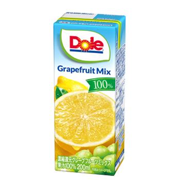 雪印 メグミルク　Dole グレープフルーツミックス100％　LL200ml×18本入　紙パック　送料無料　〔ドール　果汁100％ フルーツジュース グレープフルーツジュース〕　