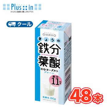オハヨー　きょうの鉄分葉酸のむヨーグルト【180g×24本入】/2ケース　クール便　紙パック　〔オハヨー乳業　クール便　乳製品　のむヨーグルト〕