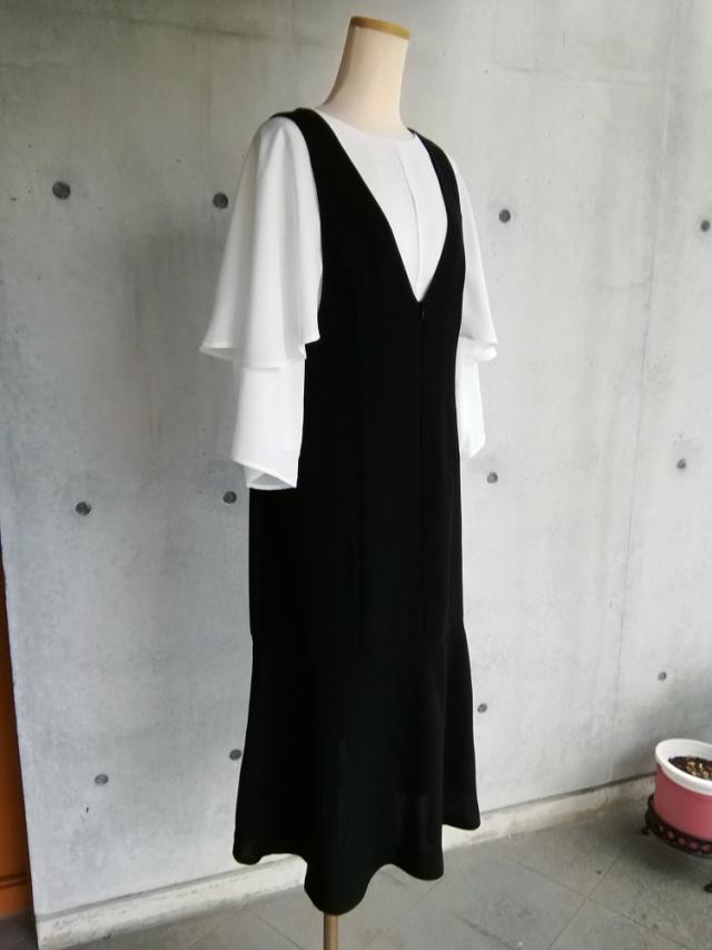 【日本製】7L〜10L 喪服 フォーマル前開きマーメイドシルエットのジャンスカ 136201-3