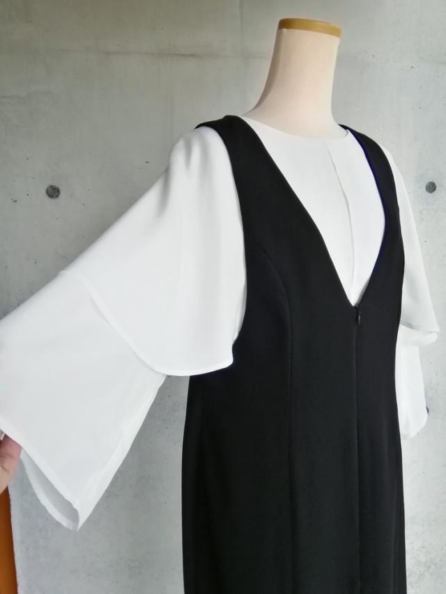 【日本製】7L〜10L 喪服 フォーマル前開きマーメイドシルエットのジャンスカ 136201-3