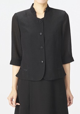 最高級 米沢織 ジャガード 天然パルプから作ったトリアセテート仕様の夏用喪服 礼服 ブラックフォーマルスカートスーツ＜日本製＞5063_3