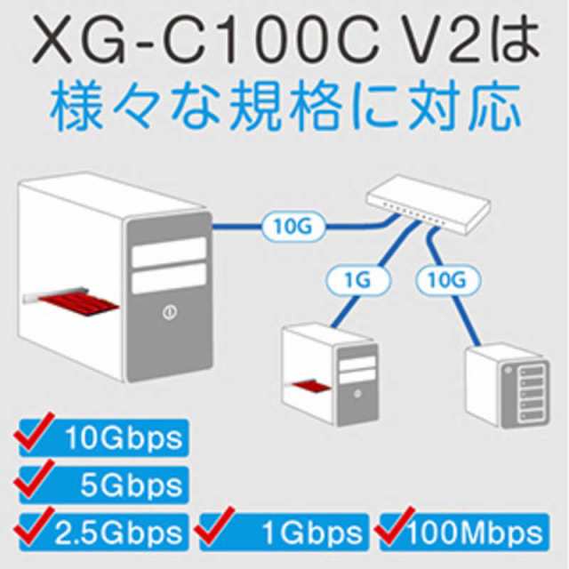 ASUS エイスース ネットワークアダプター 5スピード（10G 5G 2.5G 1G 100Mbps）対応 XG-C100C V2 J(2586511)