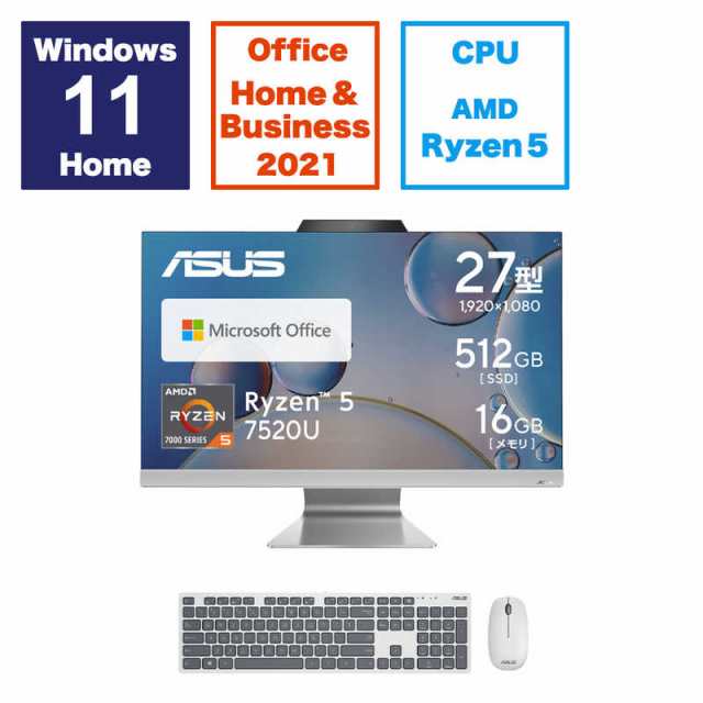 ASUS エイスース デスクトップパソコン ［27型 AMD Ryzen5 メモリ