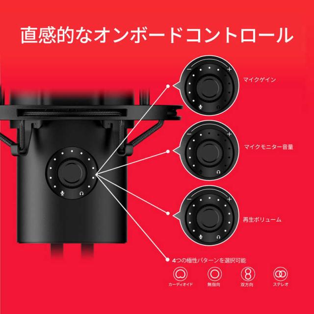 HYPERX　QuadCast 2 - USB ゲーミング マイク フロスト　AN1D9AA