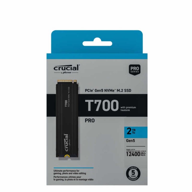 CRUCIAL　T700 2TB PCIe Gen5 NVMe M.2 SSD ヒートシンク付き ［M.2］「バルク品」　CT2000T700SSD5JP