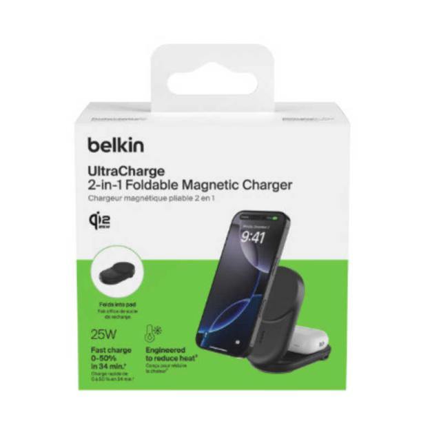 BELKIN　UltraCharge Qi2 25W 2-in-1 折りたたみ式マグネット充電器 ラウンド型 ブラック　WIZ039dqBK_2