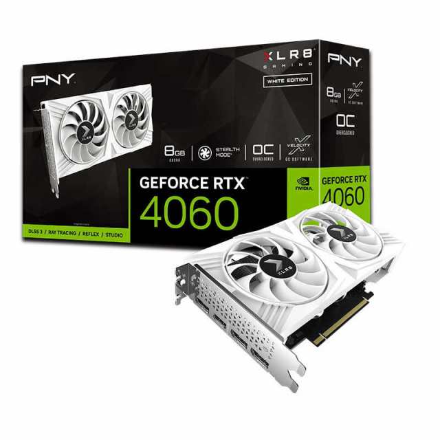 PNY GeFORCE RTX 4060 8GB XLR8 Gaming OC DUAL FAN WHITE EDITION