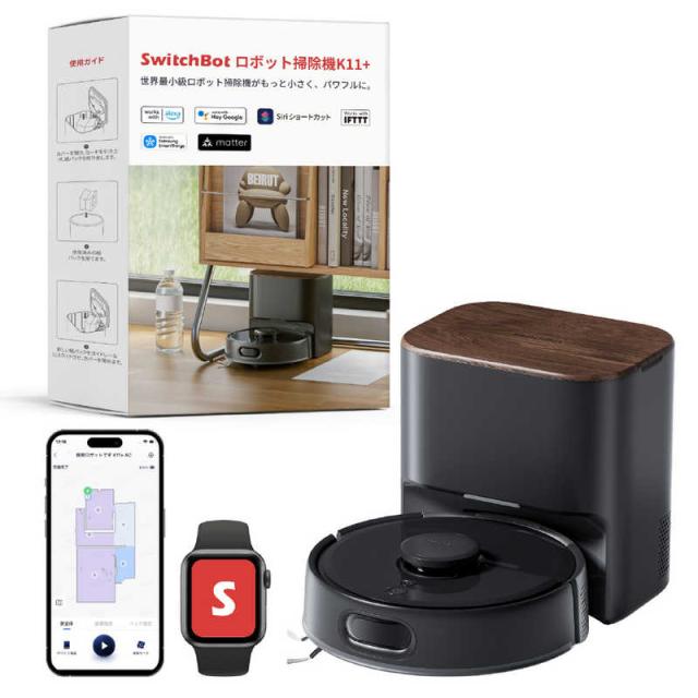 SWITCHBOT　ダストステーション搭載 ロボット掃除機 SwitchBot K11+ Black [吸引タイプ]　W3003105