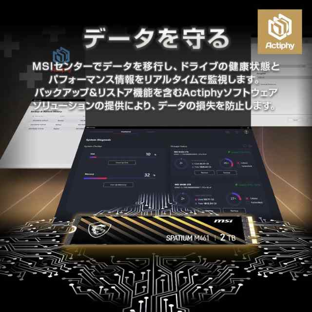 MSI　MSI SPATIUM M461 PCIe 4.0 NVMe M.2 2TB M.2 バルク品　S78440Q550P83