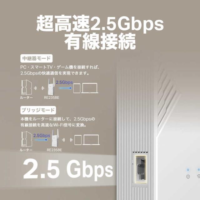 TPLINK Wi-Fi 7 無線LAN中継器 2882＋688Mbps BE3600 メッシュWiFi