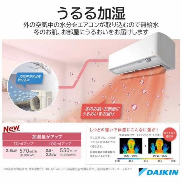 標準取付工事費込）ダイキン DAIKIN エアコン 8畳用 うるさらmini Mシリーズ フィルター自動お掃除機能付 AN253AMS-W  ホワイトの通販はau PAY マーケット - コジマ au PAY マーケット店 | au PAY マーケット－通販サイト