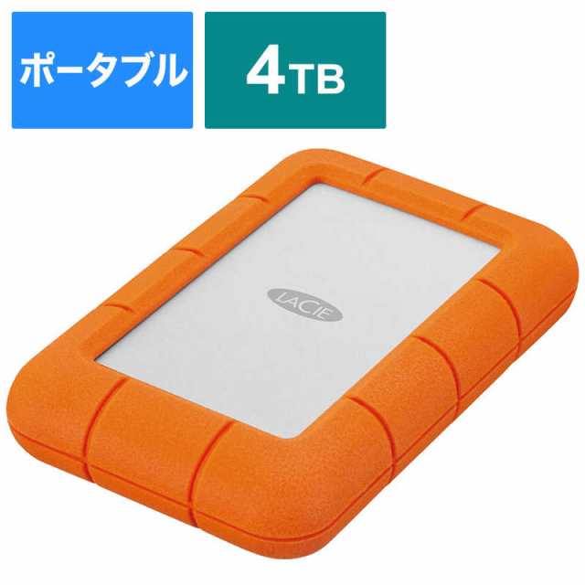 エレコム　ELECOM　LaCie ラシー 外付け HDD USB-C接続 Rugged Mini Mac Win 4TB ポータブル型　LAC9000633