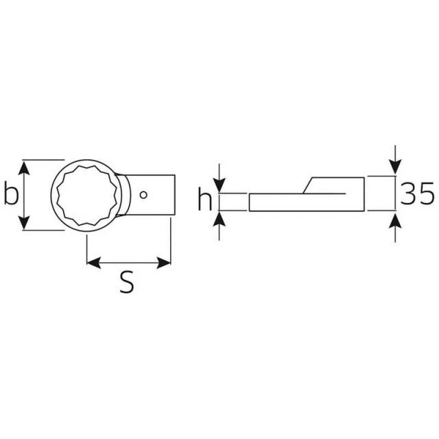 STAHLWILLE　ジョイントサイズ24.5×28mm トルクレンチ用差替メガネヘッド 36mm　732/80-36_1