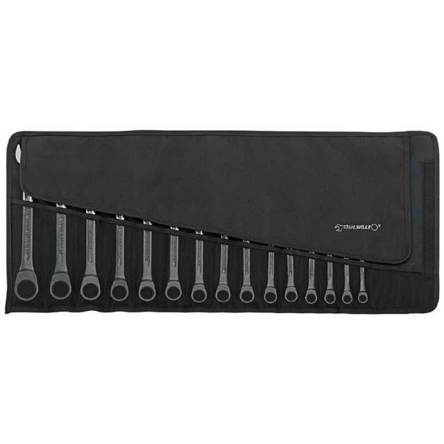 STAHLWILLE　15点組 フラット ラチェットコンビネーションレンチセット ロールアップケース付　17F/15_6
