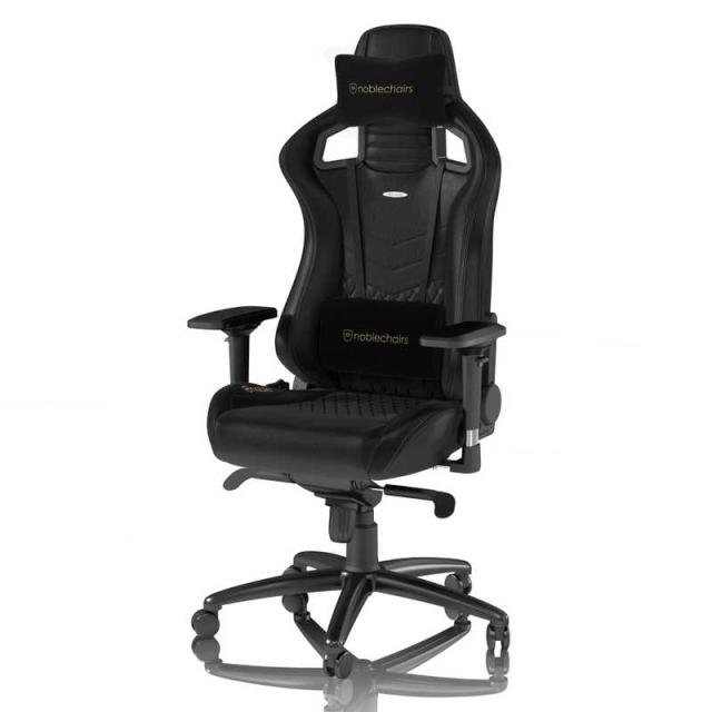NOBLECHAIRS ゲーミング 女性議長 EPIC Real Leather 本革 ネックピロー ランバーサポート付 黒いこと NBL-RL-BLA-002