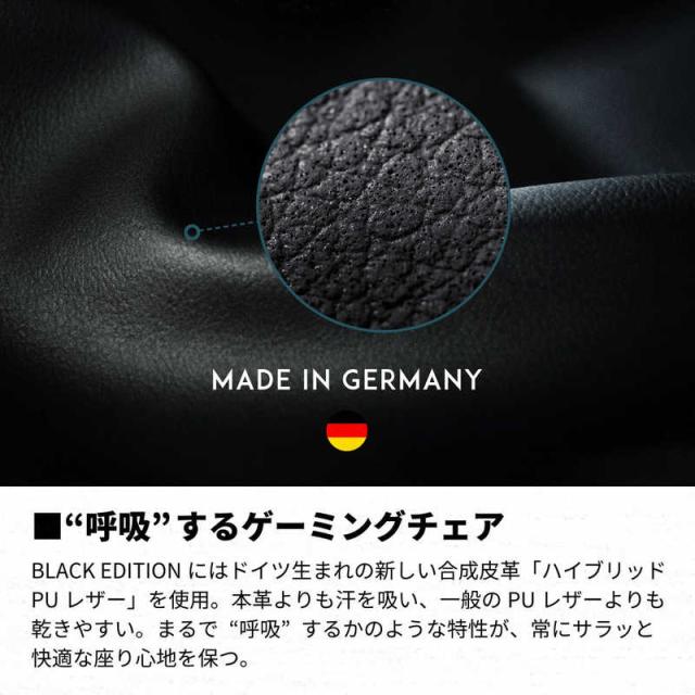 NOBLECHAIRS　ゲーミング チェア HERO ヒーロー BLACK EDITION ブラックエディション noblechairs マットブラック　NBL-HRO-PU-BED-SGL_13